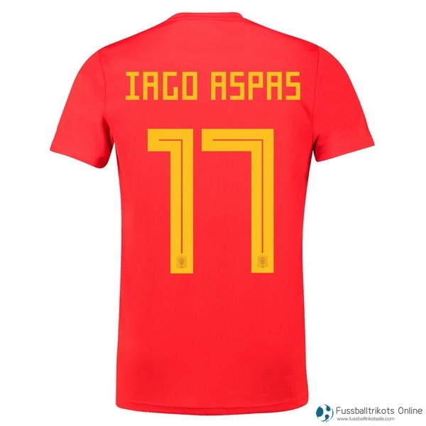 Spanien Trikot Heim Iago Aspas 2018 Rote Fussballtrikots Günstig